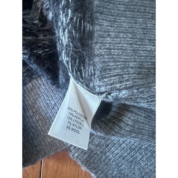NWT JOIE XS Wool Blend V Neck Cardigan Sweater Grey Print - Picture 4 of 6